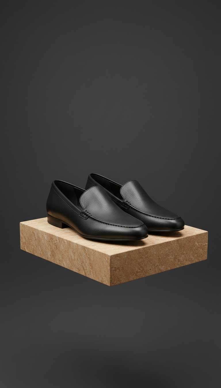 Women's matte black leather loafer